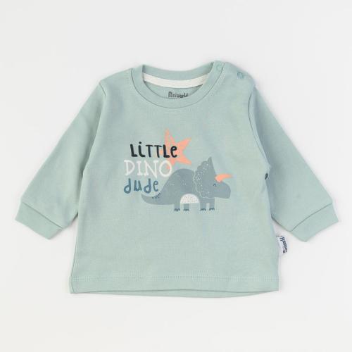 Бебешка блузка за момче Miniworld Little Dino Dude Синя