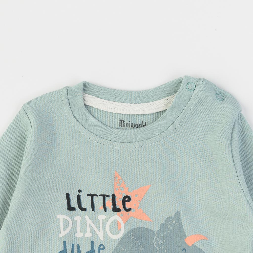 Бебешка блузка за момче Miniworld Little Dino Dude Синя