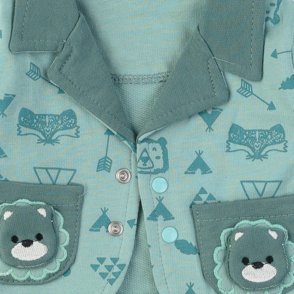 Бебешки комплект сако боди и панталонки за момче Bear Style Син