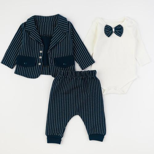 Βρεφικά σετ ρούχων 3 τεμαχια Για Αγόρι  Mini Pakel   Elegant Baby  Σκουρο μπλε