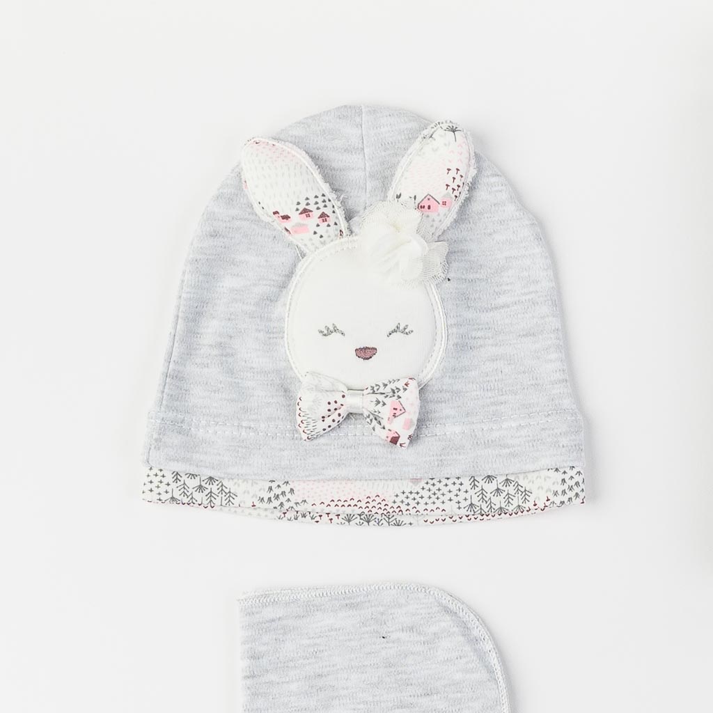 Βρεφικό σετ νεογέννητου με κουβερτουλα Για Κορίτσι  Gaye bebe Rabbit  10 τεμαχια Γκρί