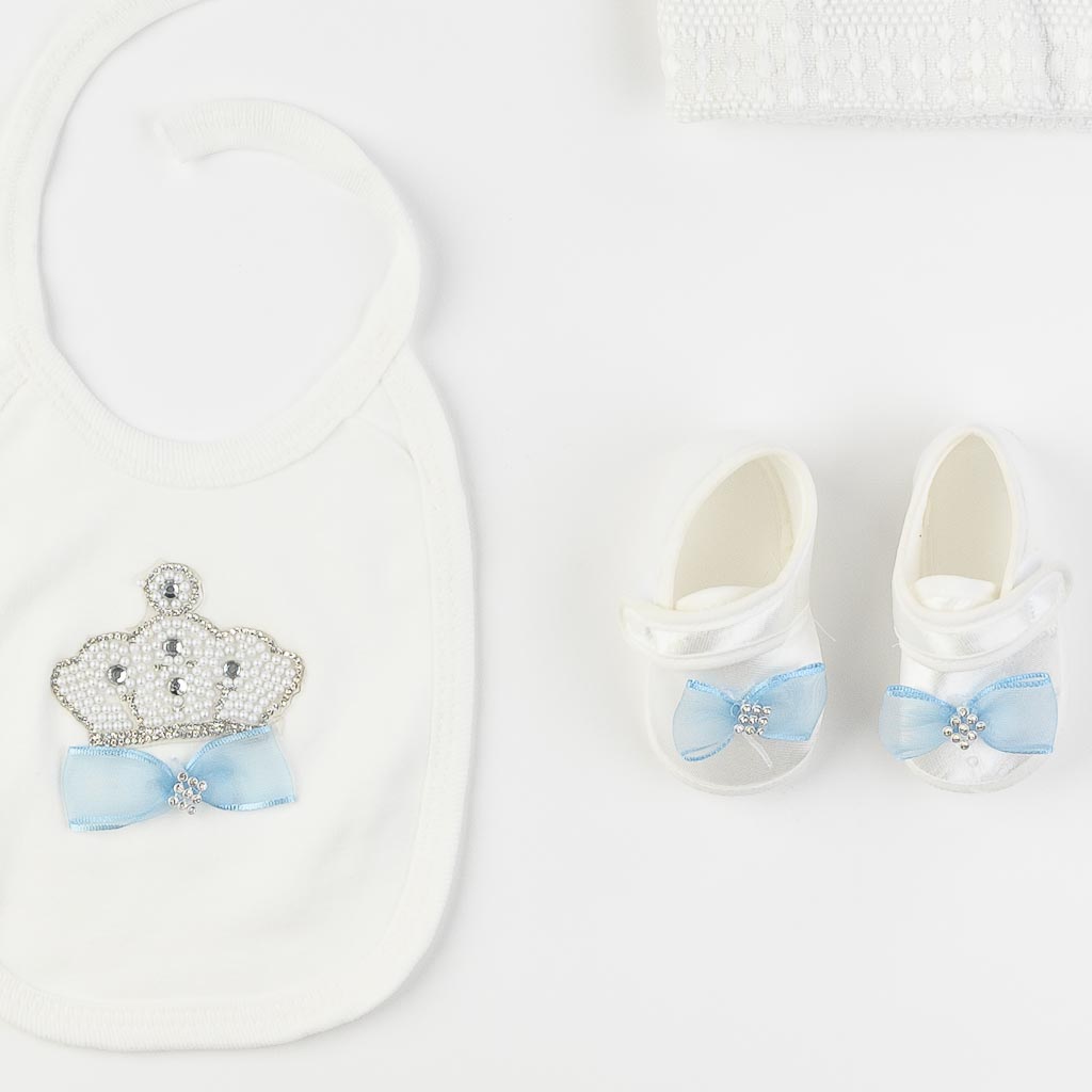 Βρεφικό σετ νεογέννητου με κουβερτουλα Για Αγόρι  Donino Royal Crown  10 τεμαχια Γαλαζιο
