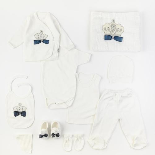 Βρεφικό σετ νεογέννητου με κουβερτουλα Για Αγόρι  Donino Royal Crown  10 τεμαχια Μπλε