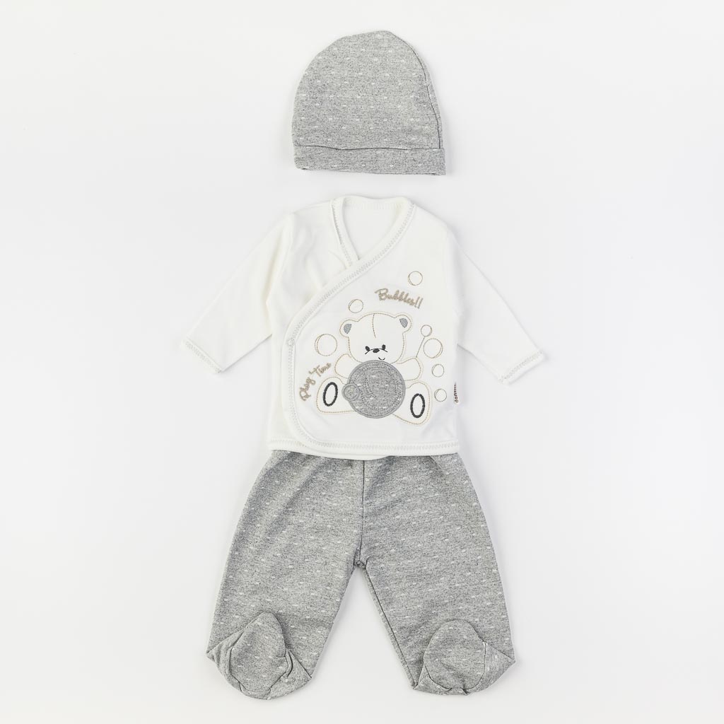 Βρεφικό σετ νεογέννητου με κουβερτουλα Για Αγόρι  Donino Play Time  10 τεμαχια  -  Γκρί