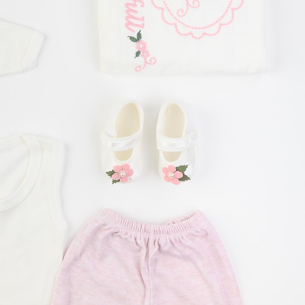Βρεφικό σετ νεογέννητου με κουβερτουλα Για Κορίτσι  Wonderful girl  10 τεμαχια Ροζ