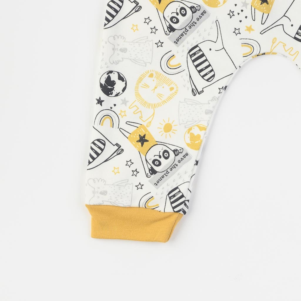 Бебешки панталон за момче Save The planet Miniworld Горчица