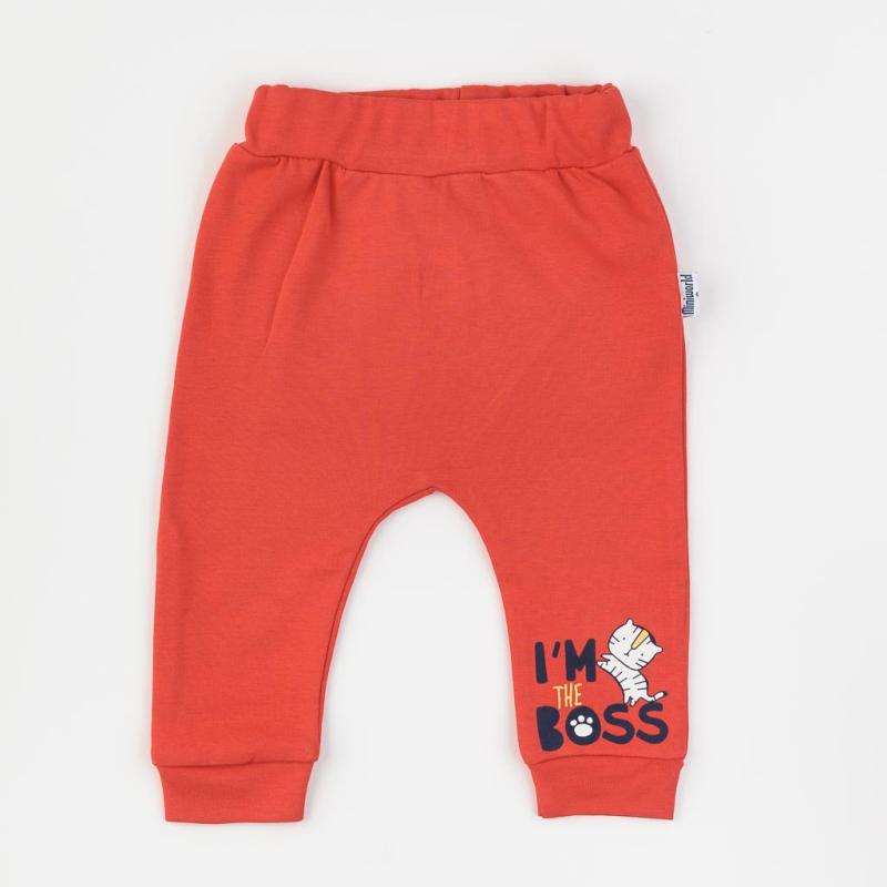 Kojenecké kalhoty Pro chlapce  Im The Boss   Miniworld  Červený