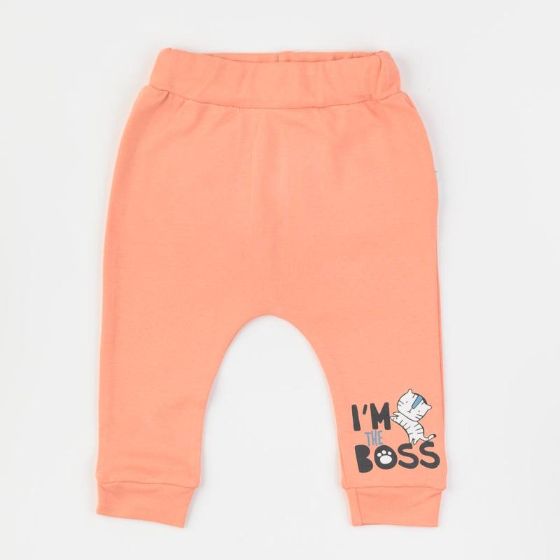 Baby pants For a boy  Im The Boss   Miniworld  Peach