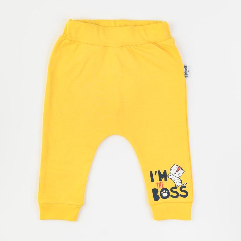 Baby nohavice Pre chlapca  Im The Boss   Miniworld  Žltý