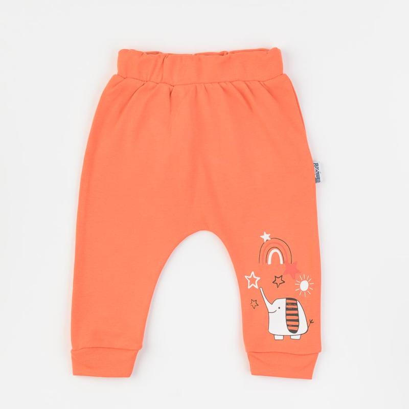 Baby pants For a boy  Elephant world   Miniworld  Orange