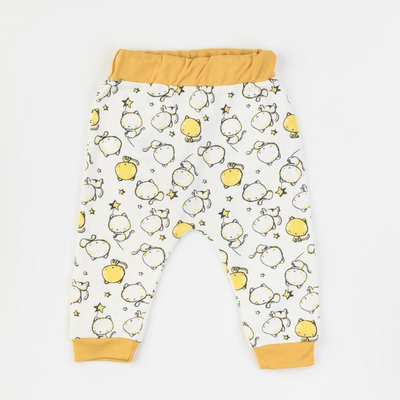 Baby pants For a boy  Sweet Kitty   Miniworld  Yellow