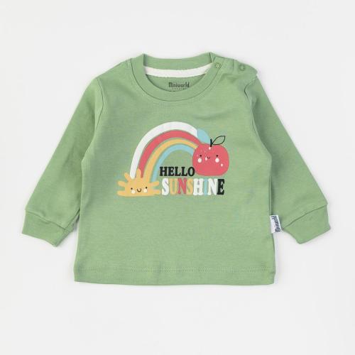 Бебешка блуза за момиче Miniworld Hello Sunshine Зелена