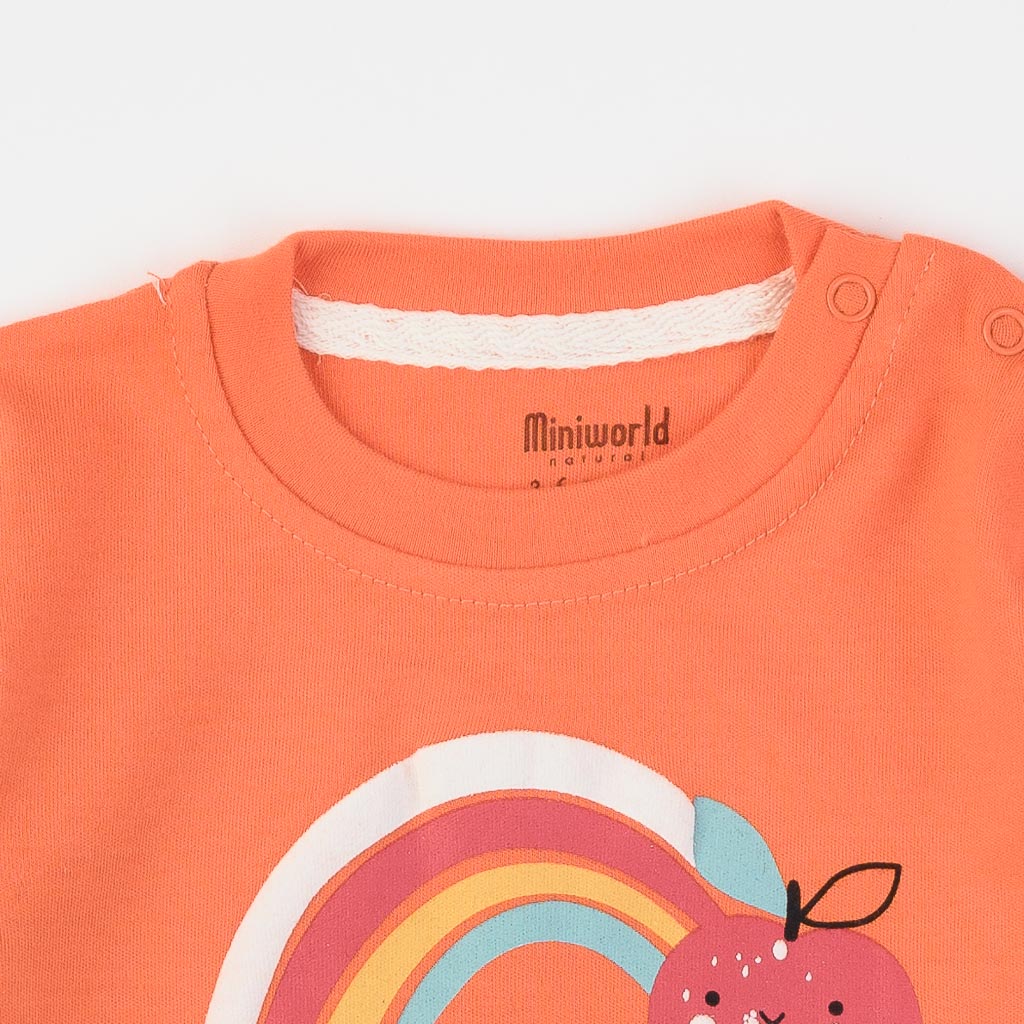 Бебешка блуза за момиче Miniworld Hello Sunshine Оранжева