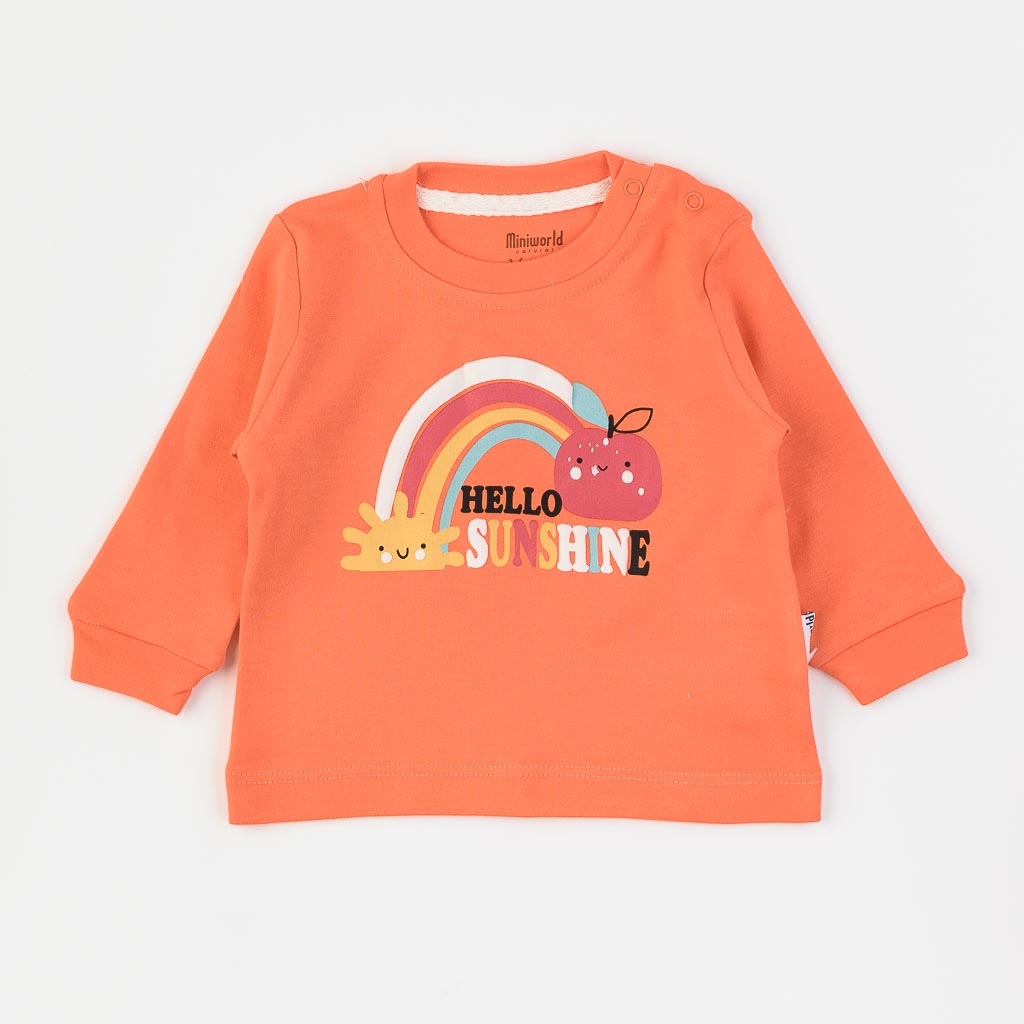 Бебешка блуза за момиче Miniworld Hello Sunshine Оранжева