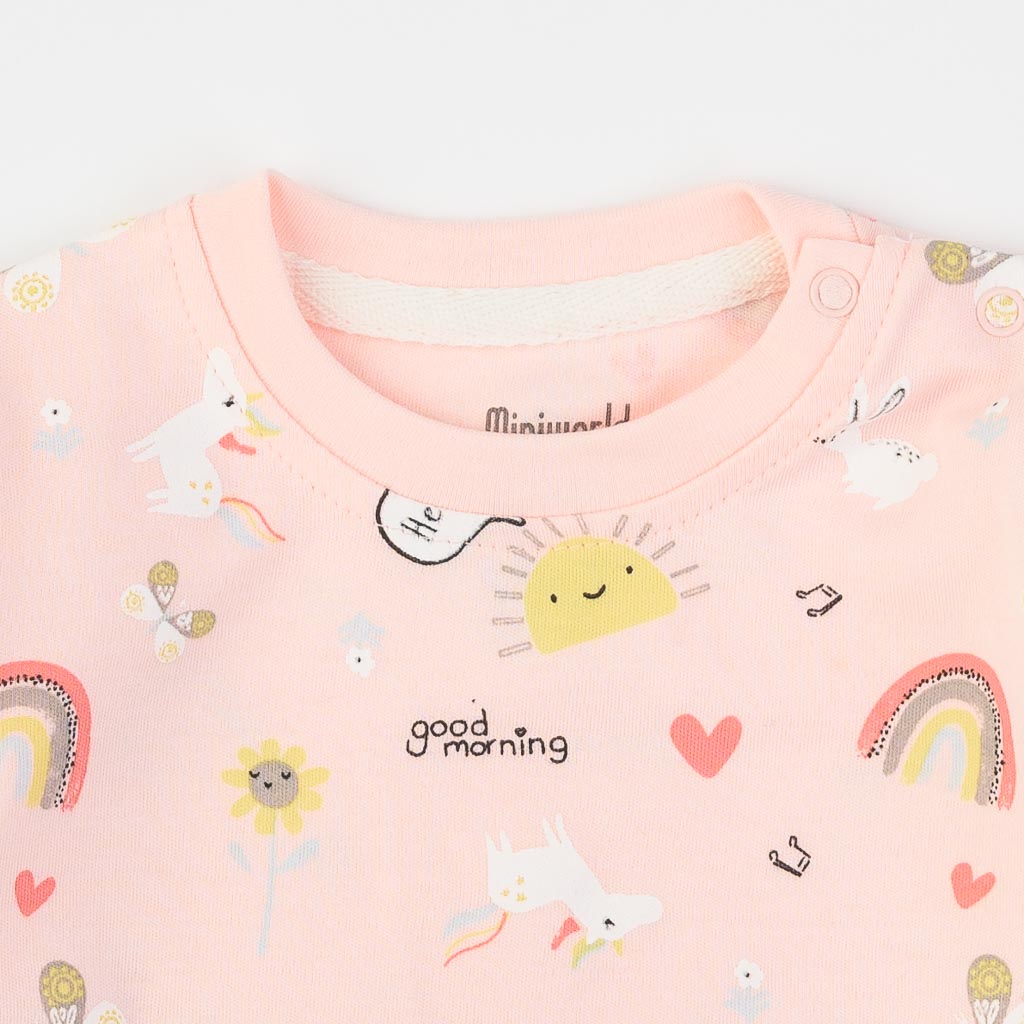 Βρεφικη μπλουζα Για Κορίτσι  Miniworld Good Morning  Ροδακινι