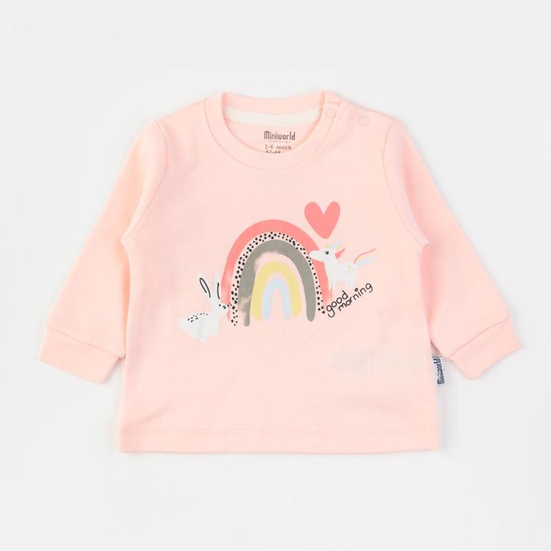 Baby blouse For a girl  Miniworld Good Morning Rainbow  Peach