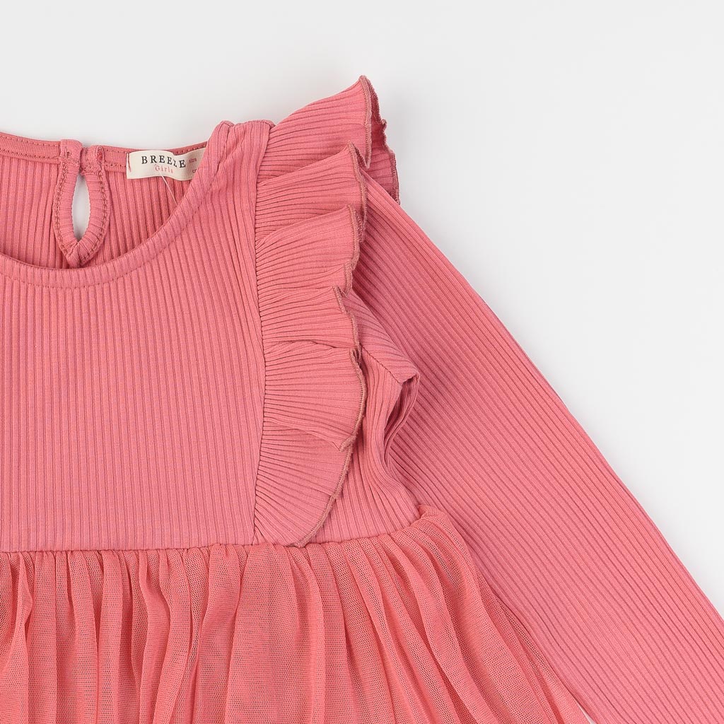 Детска рокля от трико с тюл Breeze Simple Pink Розова