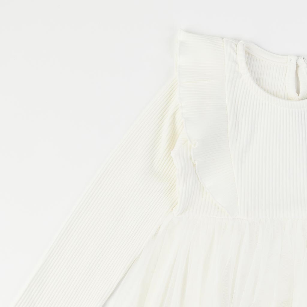 Παιδικο φορεμα аπό τρικο με τουλι  Breeze Simple White  ασπρα