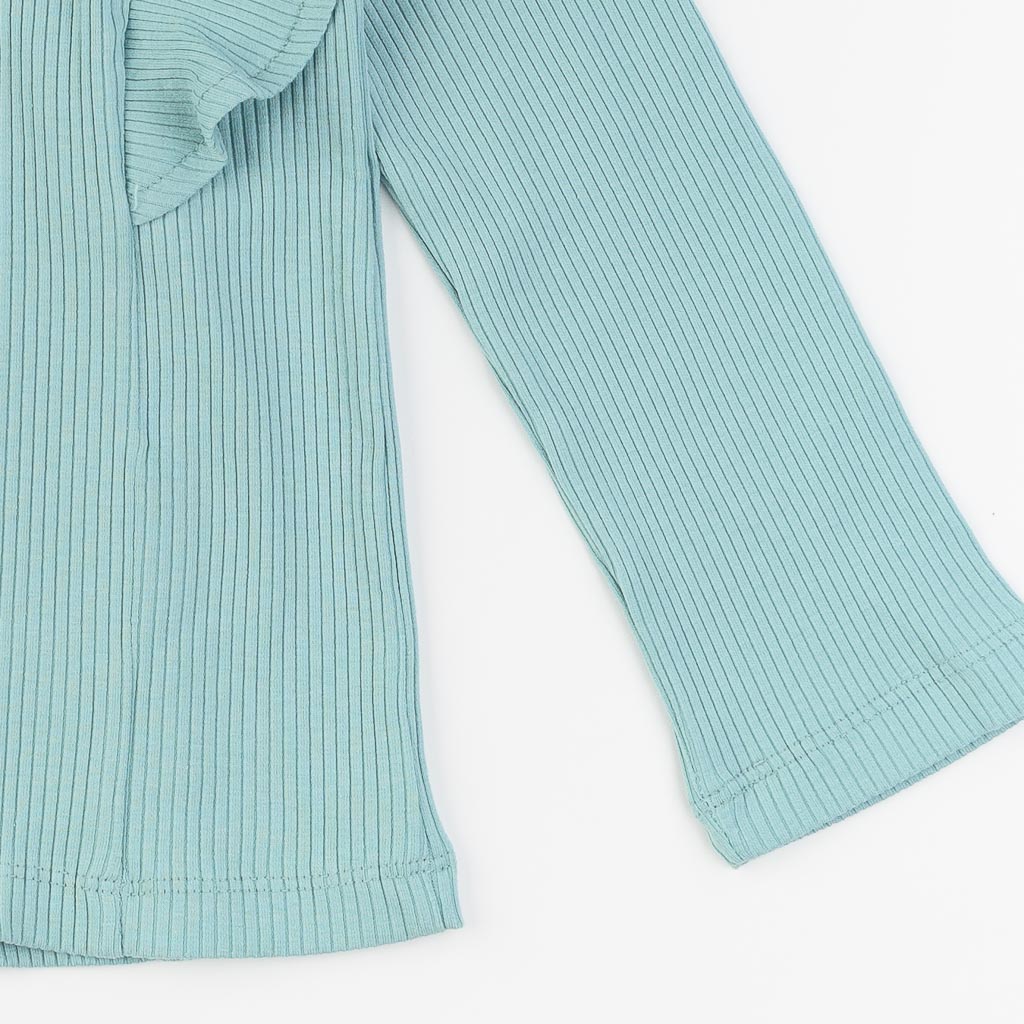Детска блуза от трико за момиче Breeze Mint Зелена