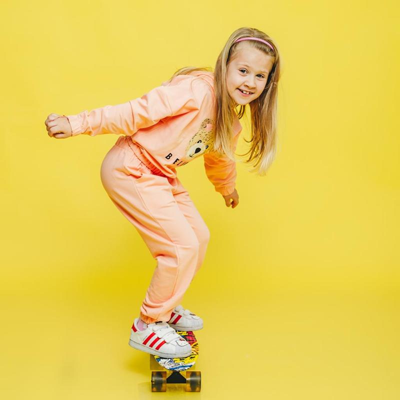 Παιδικο αθλητικο σετ Αθλητική μπλούζα με κουκούλα με φορμα Για Κορίτσι  Breeze Belive  Ροδακινι