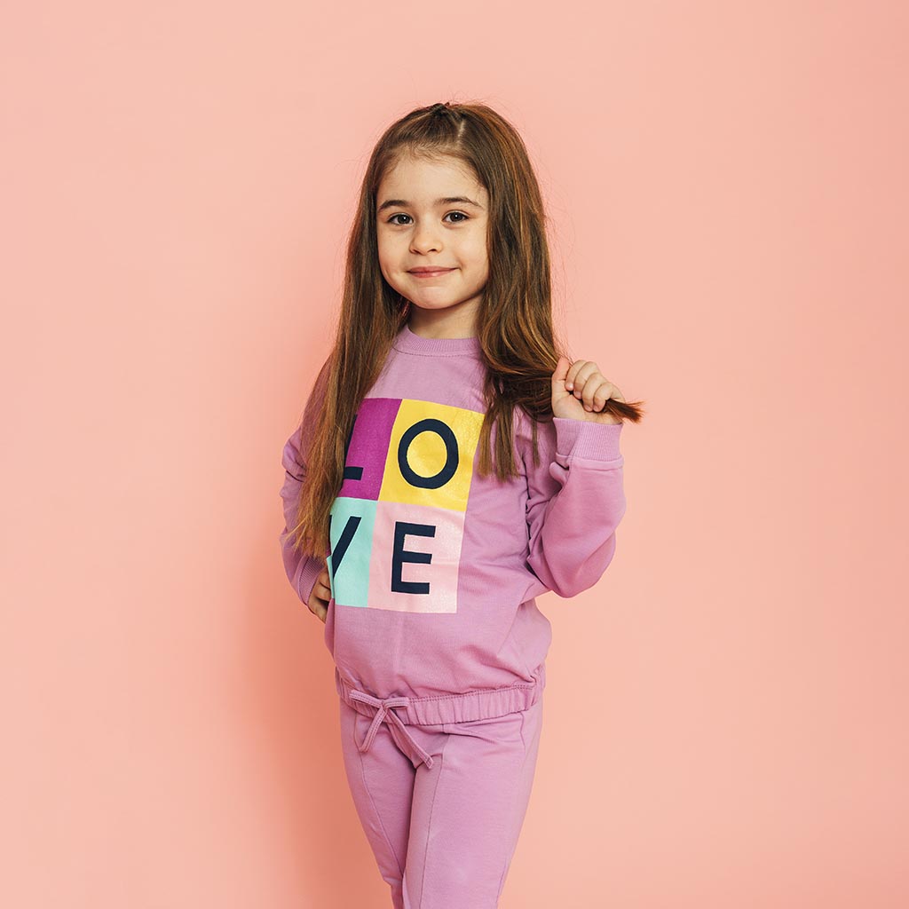 Детски спортен комплект блуза и клин за момиче Breeze Emoji Лилав