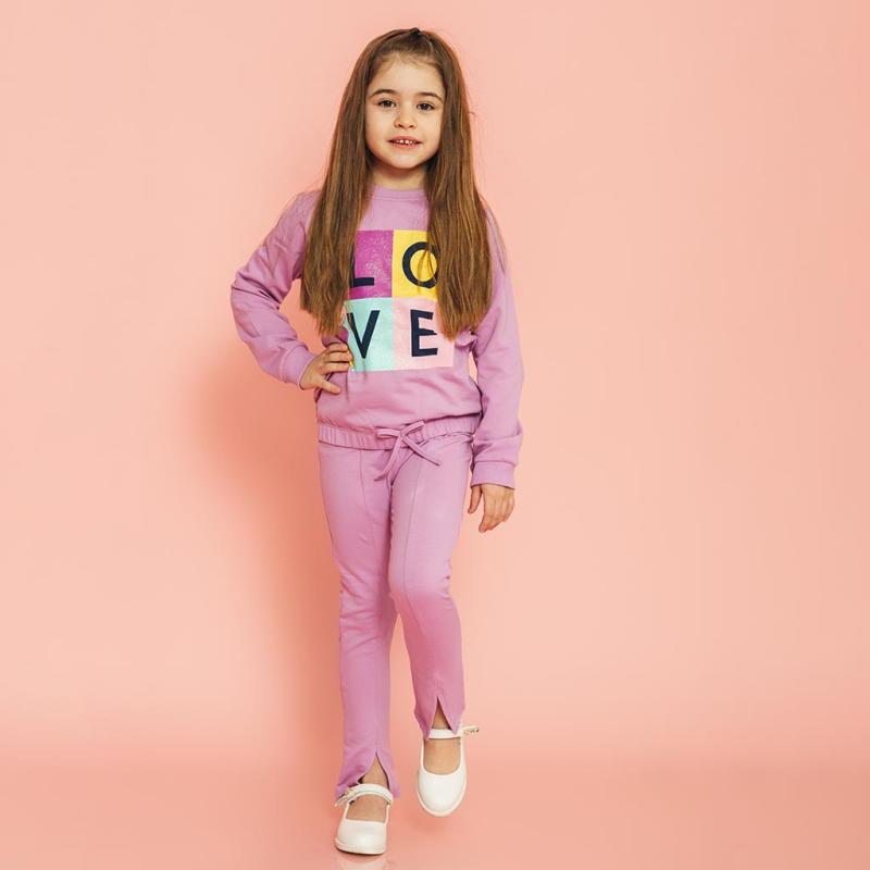 Set sport pentru copii bluză şi colant Pentru fată  Breeze Emoji  Mov