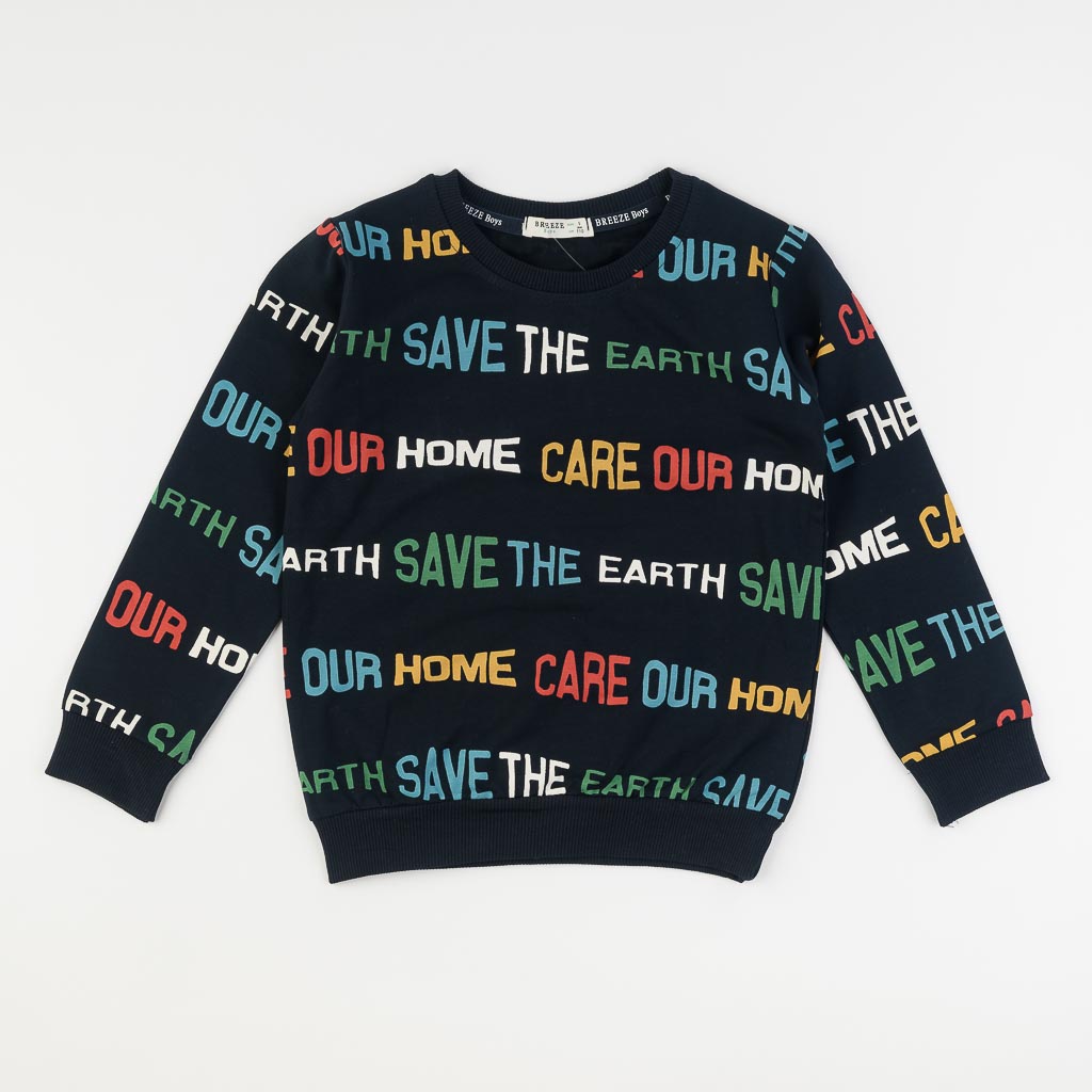 Детска блуза за момче Breeze Save The Earth Тъмносиня