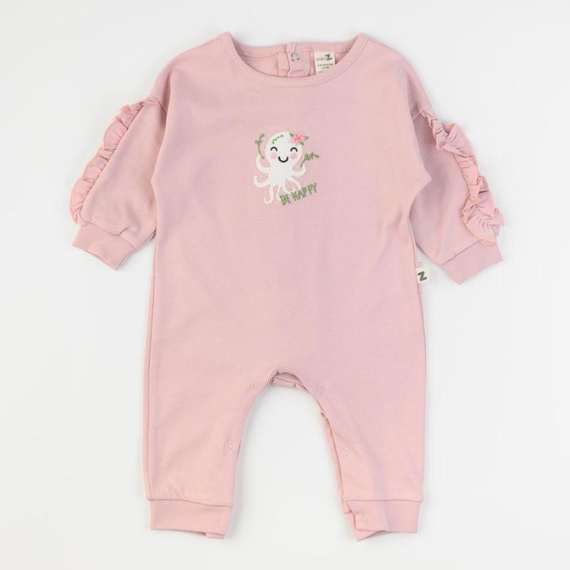 Baby overalls with long sleeves For a girl  Baby Z Sweet Octopus  Pink