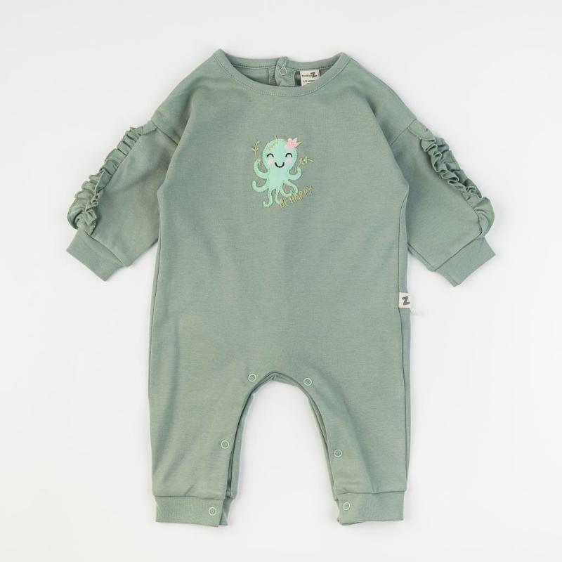 Baby overalls with long sleeves For a girl  Baby Z Sweet Octopus  Mint