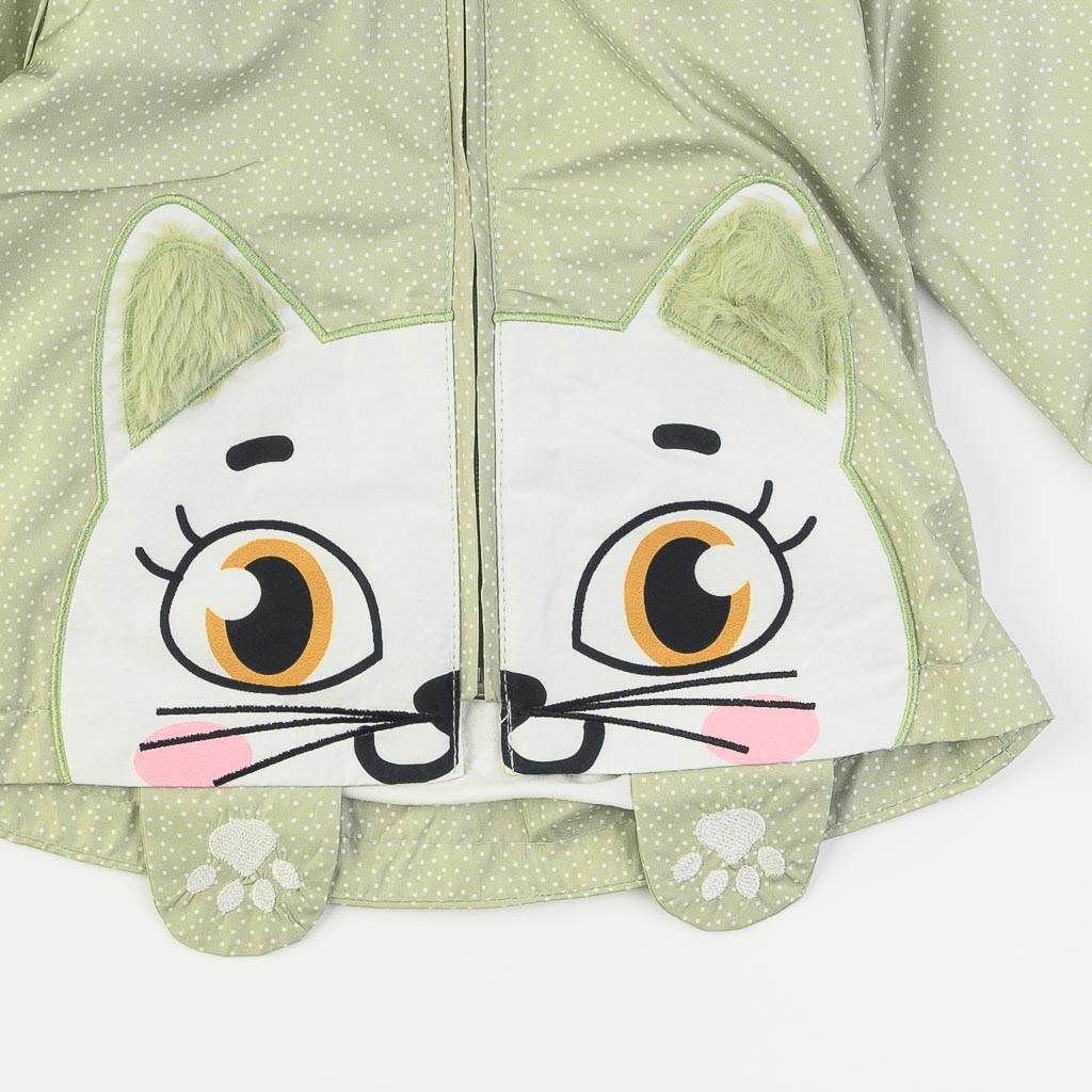 Παιδικο ανιξειατικο μπουφαν Για Κορίτσι στυλ αδιαβροχο  MDM Here Kitty Kitty  Πράσινο