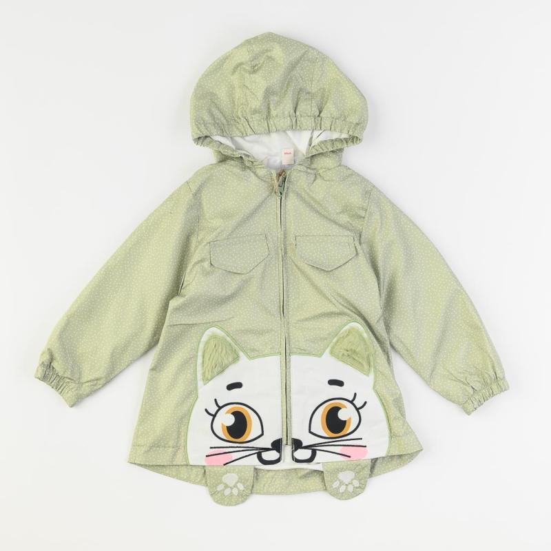 Childrens spring jacket For a girl windbreaker type  MDM Here Kitty Kitty  Green