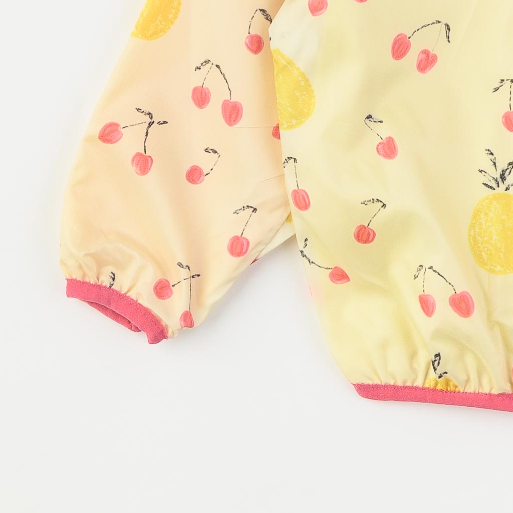 Детско пролетно яке за момиче тип ветровка MDM Fruits Жълто