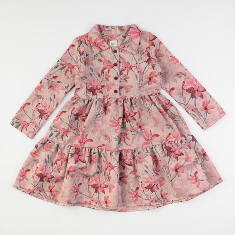 Παιδικο φορεμα με μακρυ μανικι  Lilax Flower girl  Ροζε