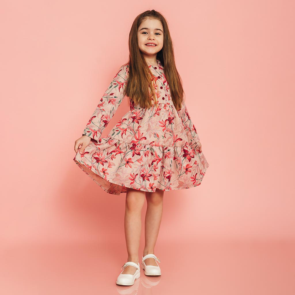 Детска рокля с дълъг ръкав Lilax Flower girl Розова