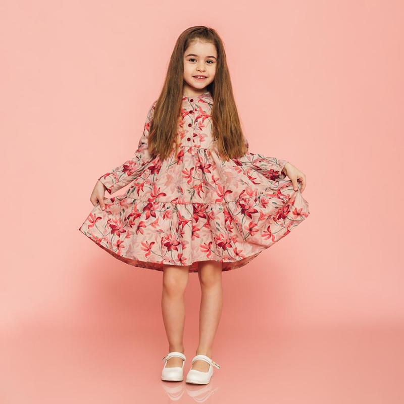 Παιδικο φορεμα με μακρυ μανικι  Lilax Flower girl  Ροζε