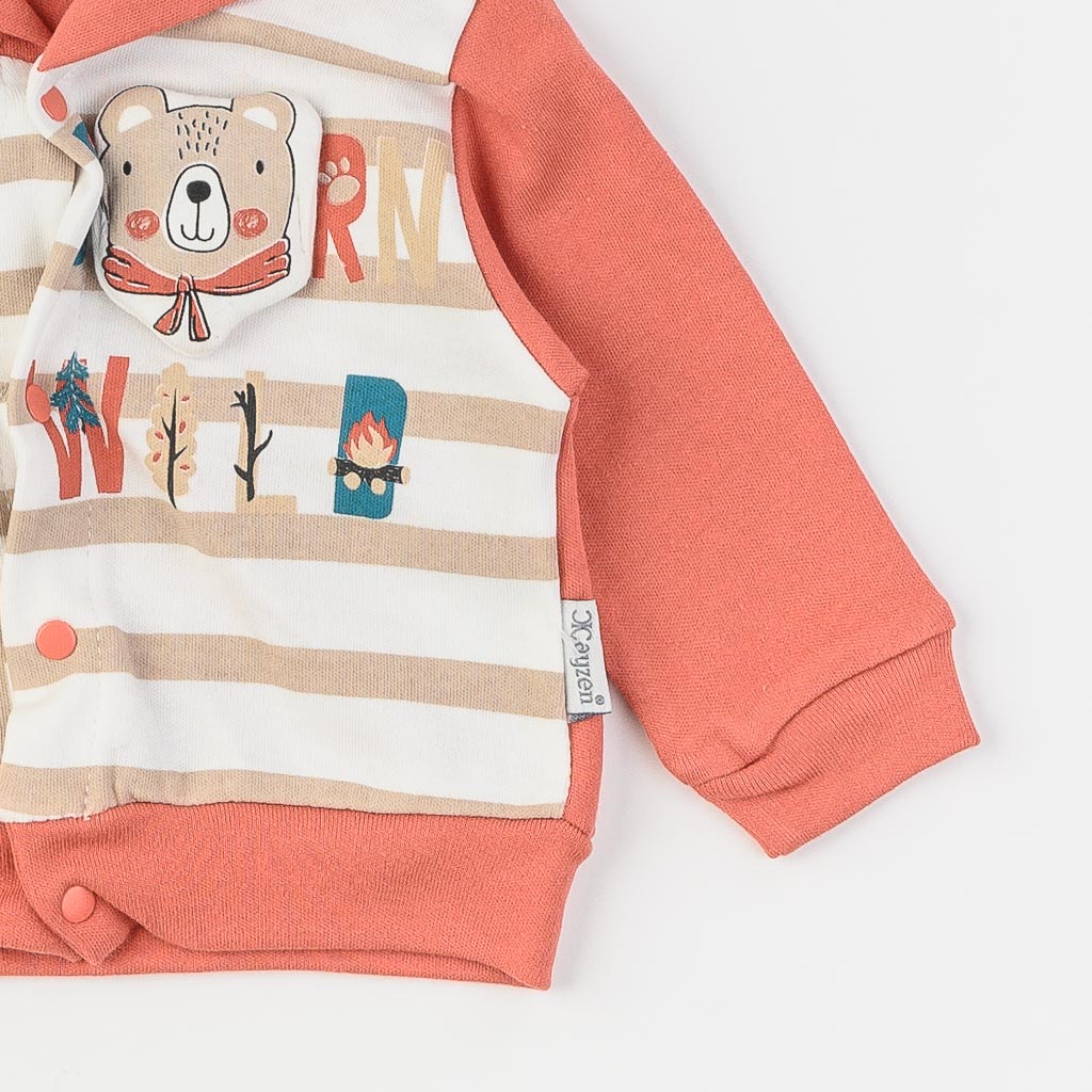 Βρεφικά σετ ρούχων Αθλητική μπλούζα παντελονακι με Κορμακι Για Αγόρι  Mini Baby Love Nature  Πορτοκαλη