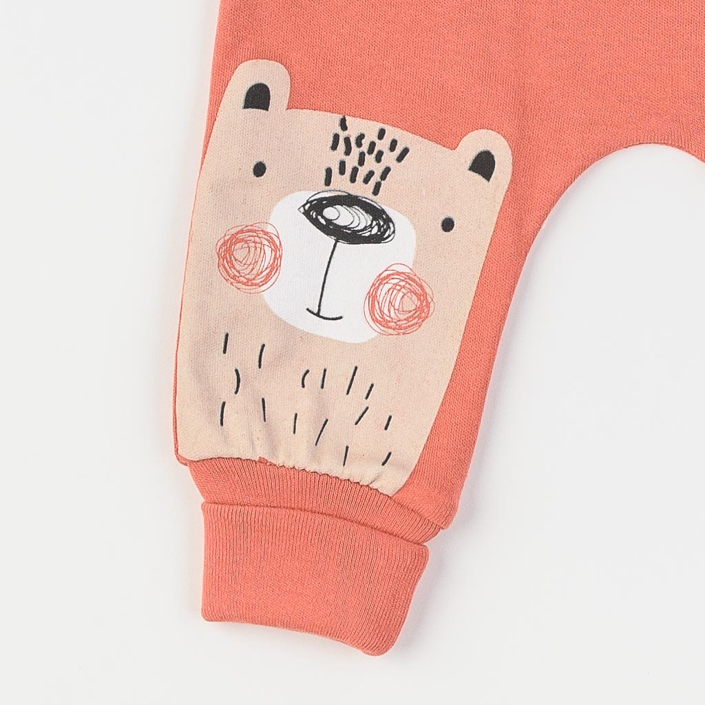 Бебешки комплект суитшърт панталонки и боди за момче Mini Baby Love Nature Оранжев