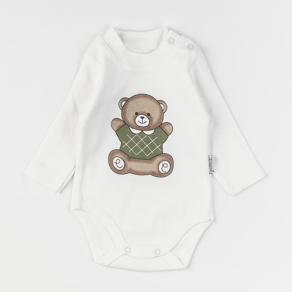 Βρεφικά σετ ρούχων Αθλητική μπλούζα παντελονακι με Κορμακι Για Αγόρι  Mini Baby Green Teddy  Πρασινο