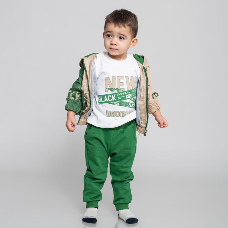 Детски спортен комплект с яке тип ветровка New York City Зелен