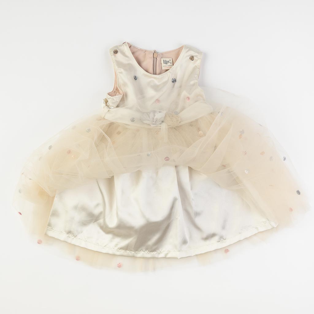 Детска официална рокля с тюл и жилетка Lilax Nude Style Бежова