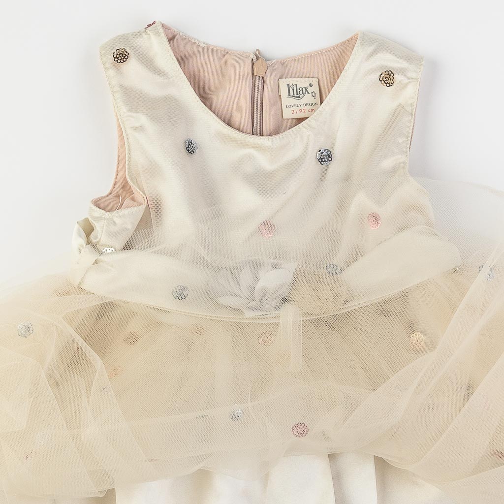 Παιδικο επισημο φορεμα με τουλι με Ζακέτα  Lilax Nude Style  Μπεζ
