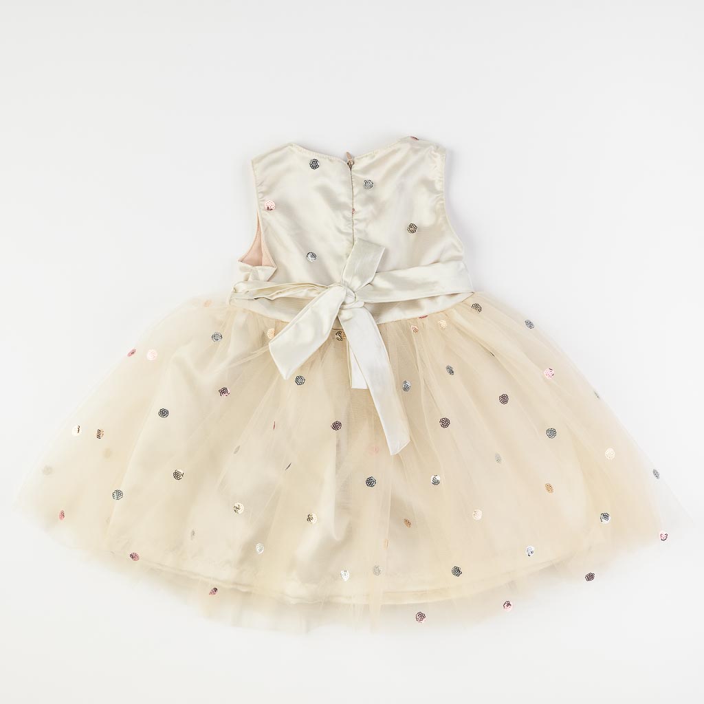 Детска официална рокля с тюл и жилетка Lilax Nude Style Бежова