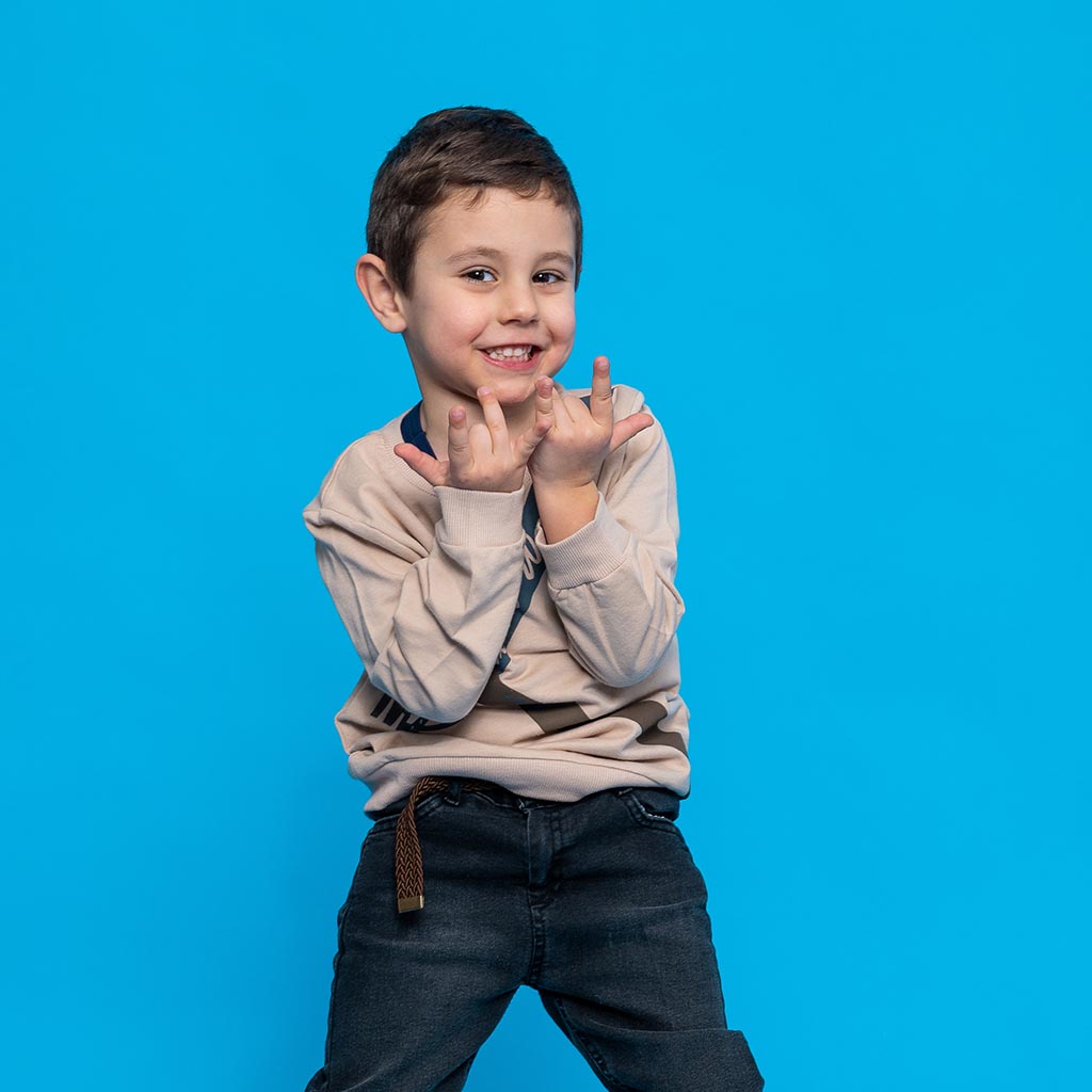Детски комплект за момче дънково яке блуза и дънки Mixbabi Brown Wave Кафяв