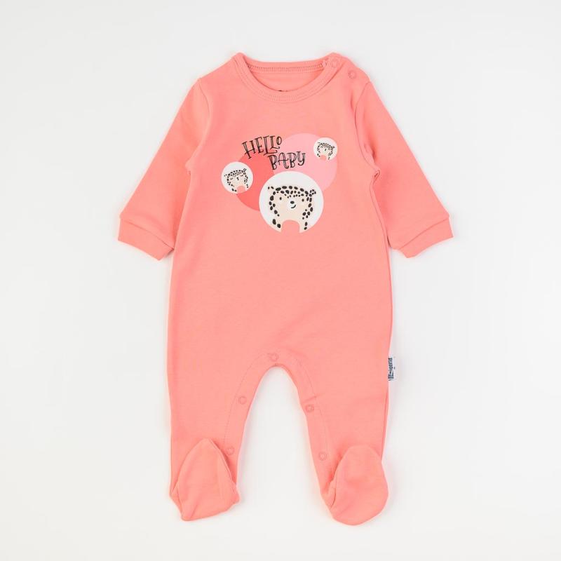 Salopetă bebe cu mânecă lungă Pentru fată  Miniworld   Hello Baby  Roz