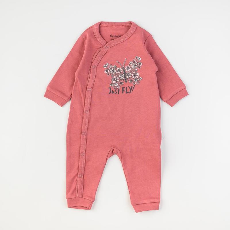 Baby overalls with long sleeves For a girl  Miniworld   Just Fly  Pink