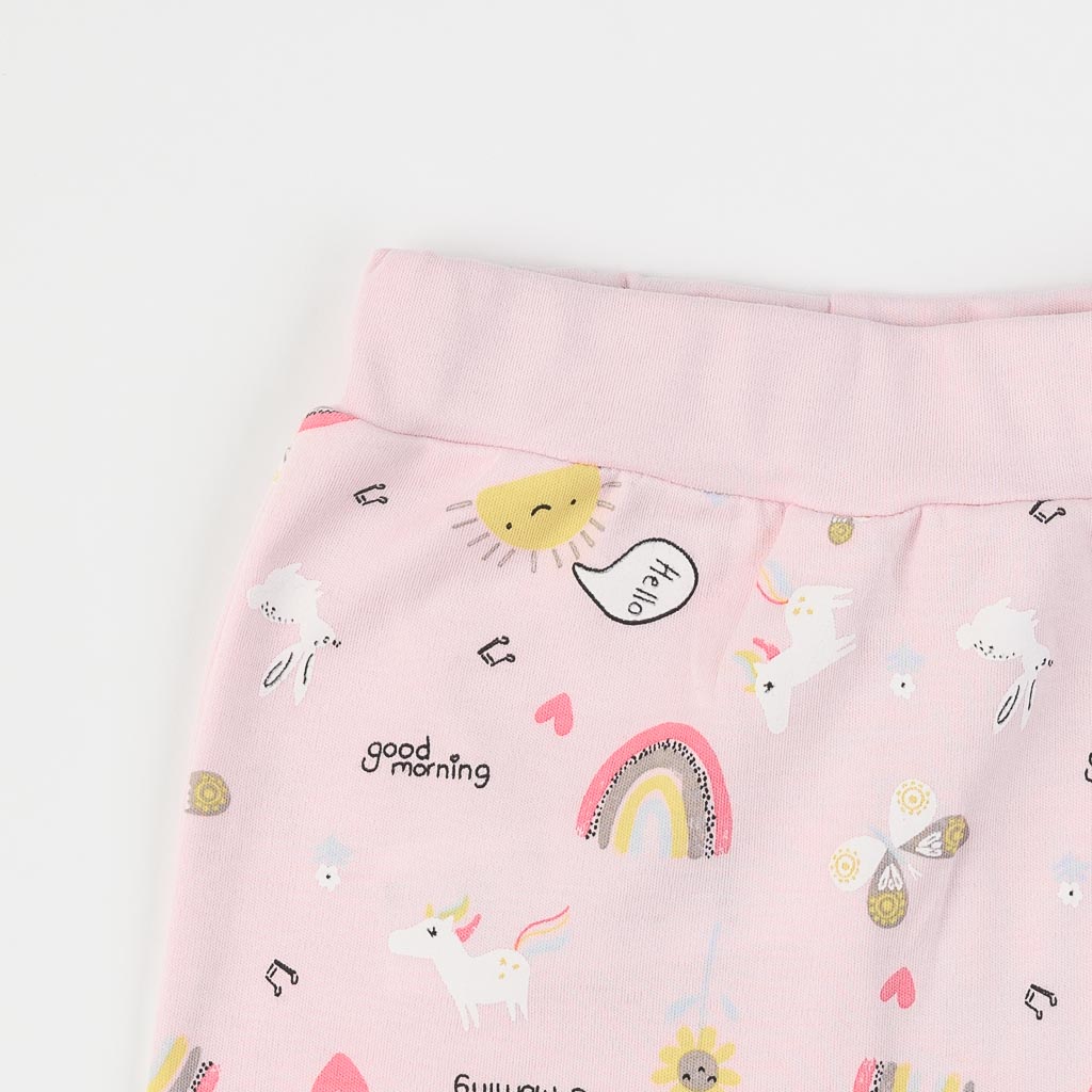 Бебешки панталон за момиче Miniworld Good Morning Rainbow Розов