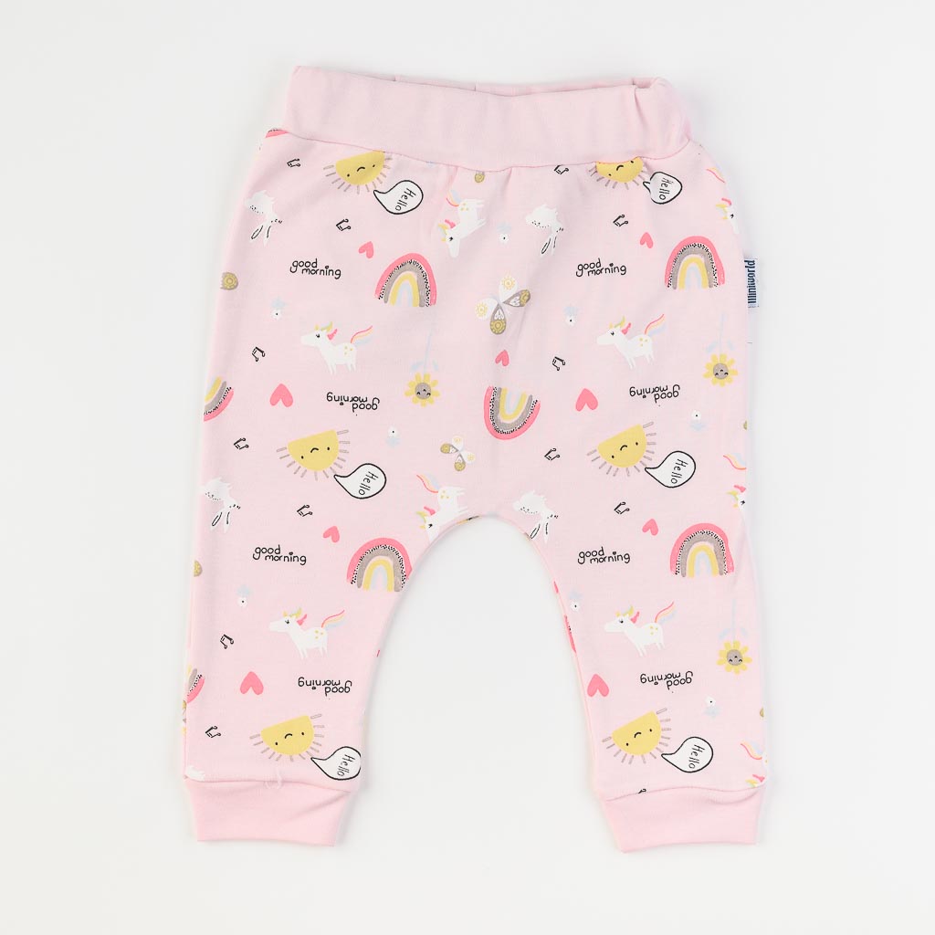 Бебешки панталон за момиче Miniworld Good Morning Rainbow Розов