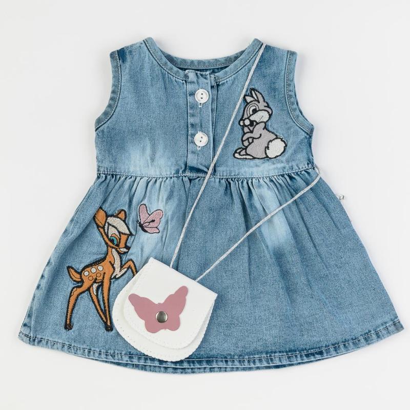 Baby džínsové šaty bez rukávov  Bambi  s taškou