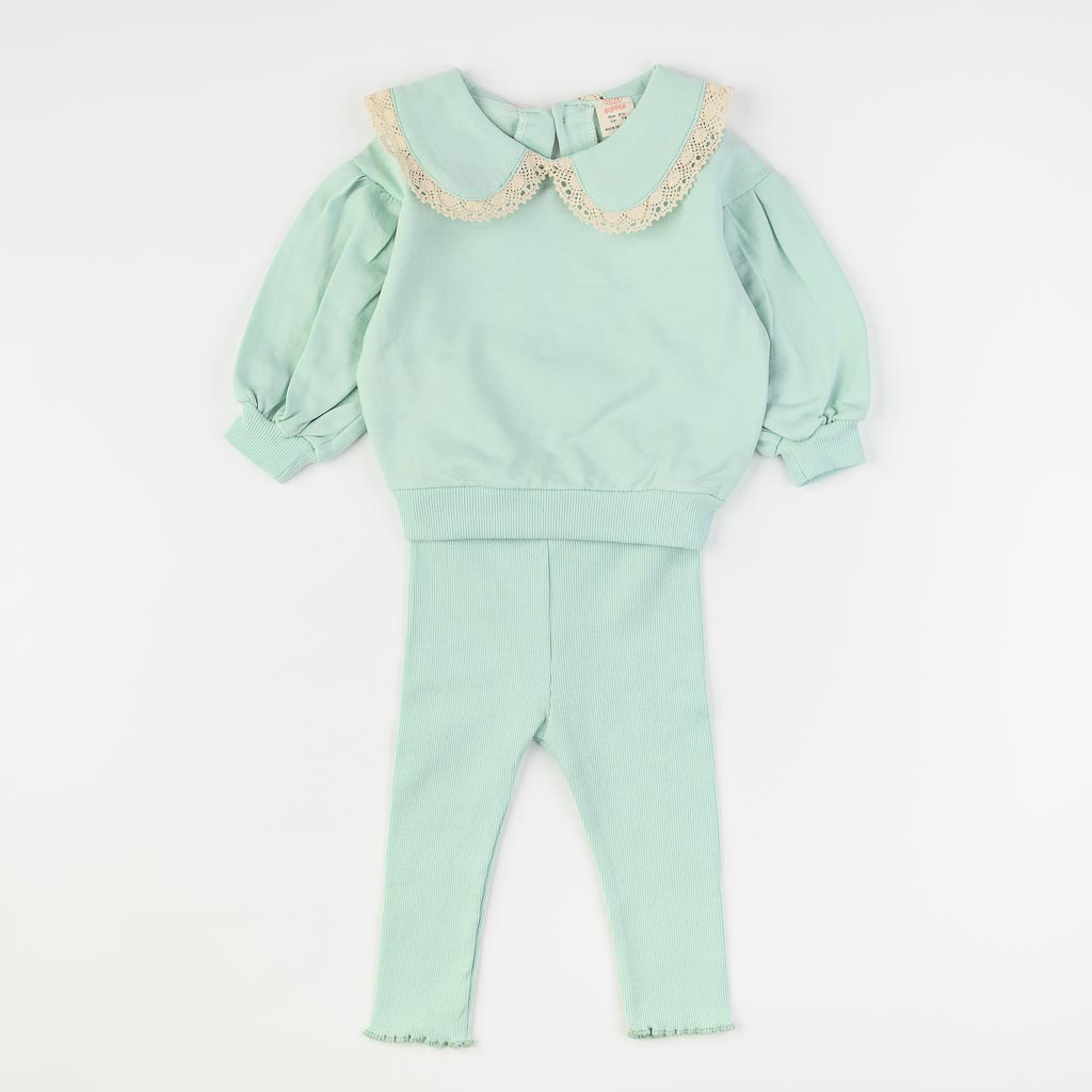 Бебешки комплект за момиче блузка и клинче Bupper Mint girl Мента