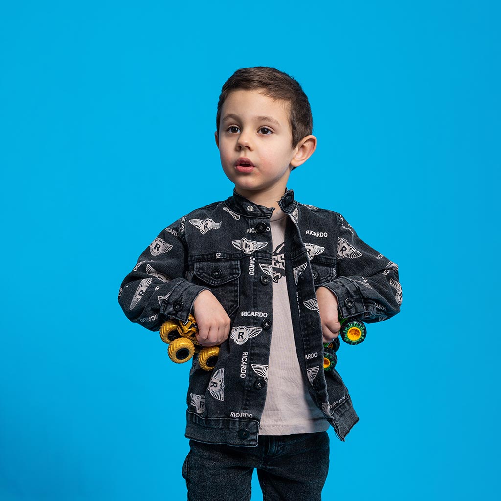 Детски комплект за момче дънково яке блуза и дънки Ricardo Eagles Черен